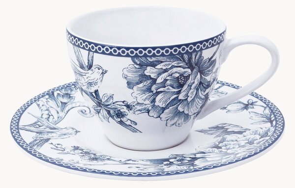 Sada porcelánových šálků na čaj's podšálky Kensington, 4 díly