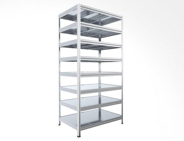 Kovový regál Biedrax 35 x 90 x 210 cm, pozink, 8 polic plech, nosnost 150 kg na polici