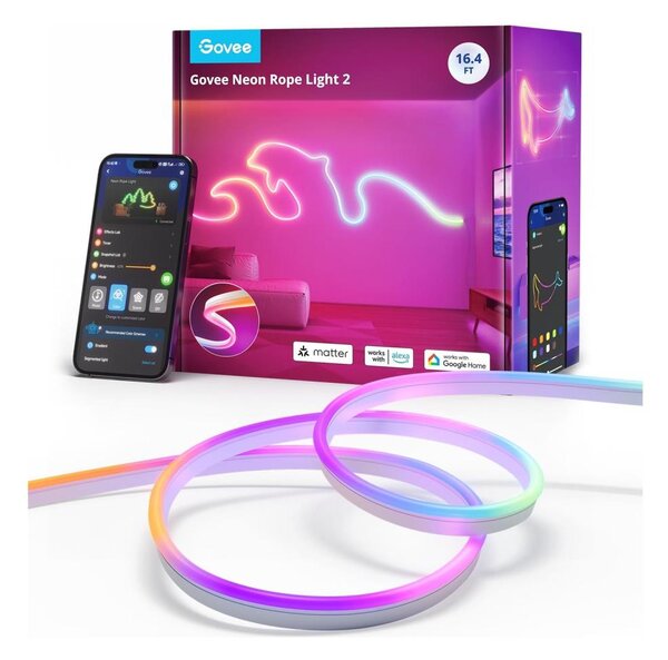 Govee - Neon 2 MATTER ohebný LED pásek 5m RGBIC Wi-Fi IP67