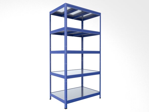 Kovový regál Biedrax 35 x 90 x 180 cm, modrý, 5 polic plech zinek, nosnost 150 kg na polici