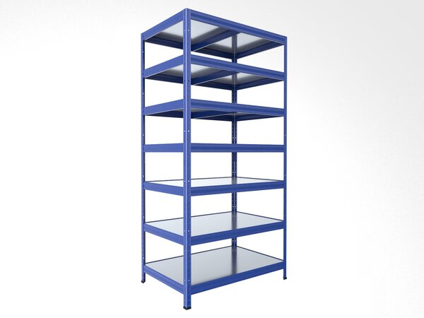 Kovový regál Biedrax 35 x 60 x 210 cm, modrý, 7 polic plech zinek, nosnost 150 kg na polici