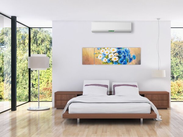 Malovaný obraz vázy květin (170x50 cm)