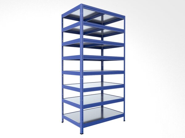 Kovový regál Biedrax 35 x 60 x 210 cm, modrý, 8 polic plech zinek, nosnost 150 kg na polici