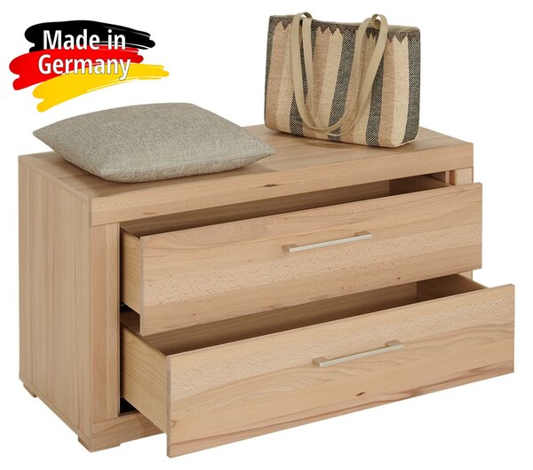 Předsíňová stěna Berlin - Jádrový buk masiv / bílá mat MDF