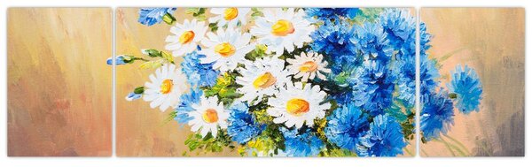 Malovaný obraz vázy květin (170x50 cm)