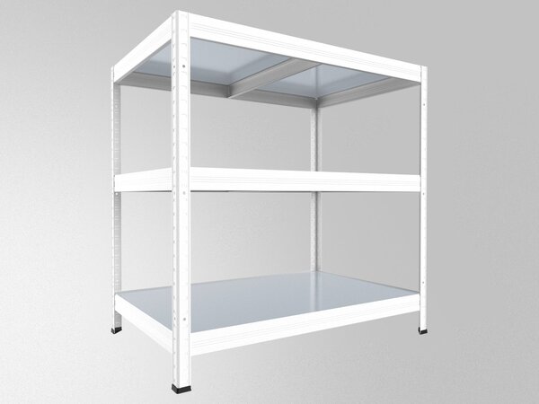 Kovový regál Biedrax 35 x 60 x 90 cm, bílý, 3 police plech zinek, nosnost 150 kg na polici