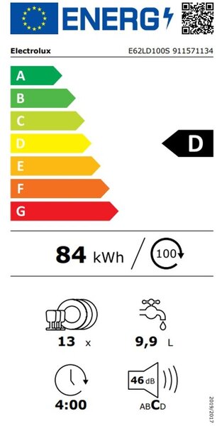 Electrolux E62LD100S Vestavná myčka plně integrovaná 60 cm