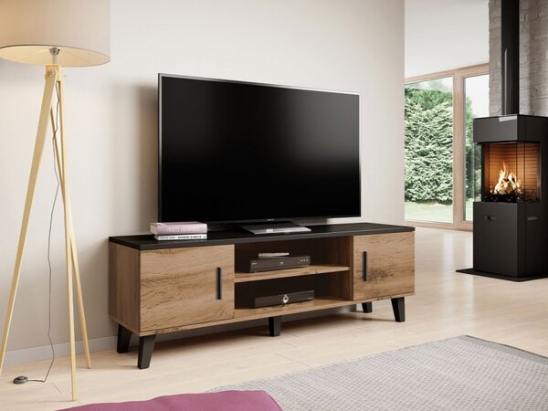 TV stolek Sanna 160 2D2K, Barva: brilantní bílá / dub sonoma 5902928126259