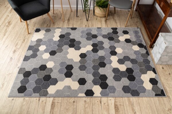 Koberec HEOS 78537 šedý / krém HEXAGON