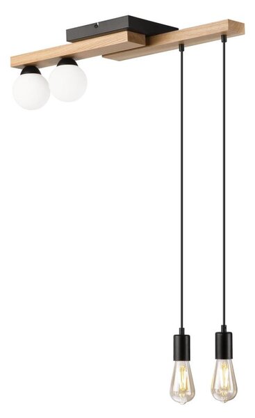 Lustr na lanku CORTINA 2xE27/15W/230V + 2xG9/5W/230V černá/dub