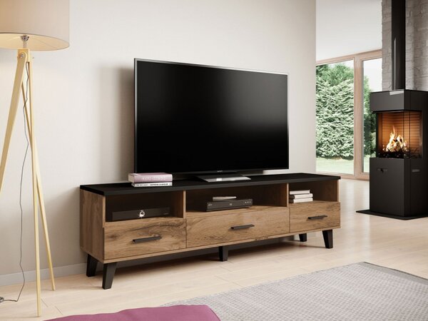 TV stolek Sanna 180 3S3K, Barva: wotan / wotan + černý 5903211062698