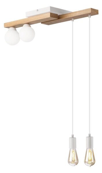 Lustr na lanku CORTINA 2xE27/15W/230V + 2xG9/5W/230V bílá/dub