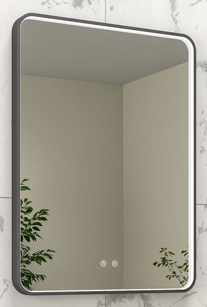 EBS Deira Zrcadlo hranaté 60x80 cm, kartáčovaná černá DEIRAZ6080LEDSBBK