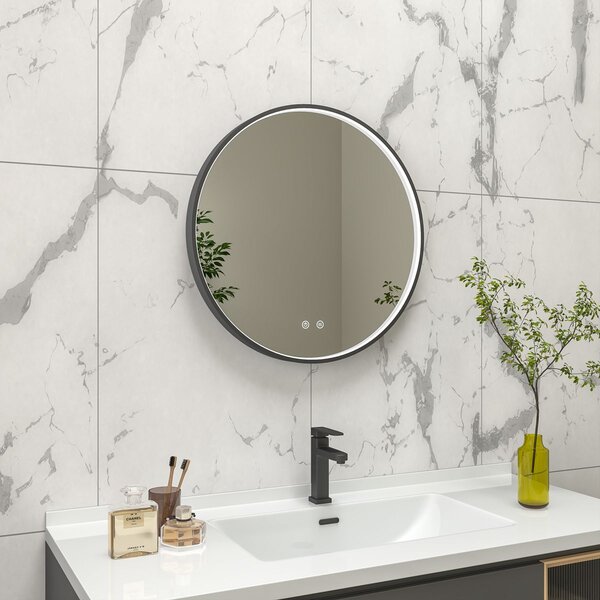 EBS Deira Zrcadlo kulaté 60 cm, kartáčovaná černá DEIRAZ60LEDSBBK