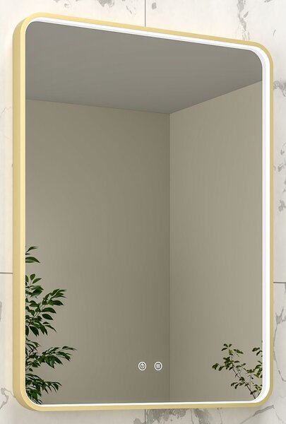 EBS Deira Zrcadlo hranaté 60x80 cm, kartáčovaná zlatá DEIRAZ6080LEDSMGK