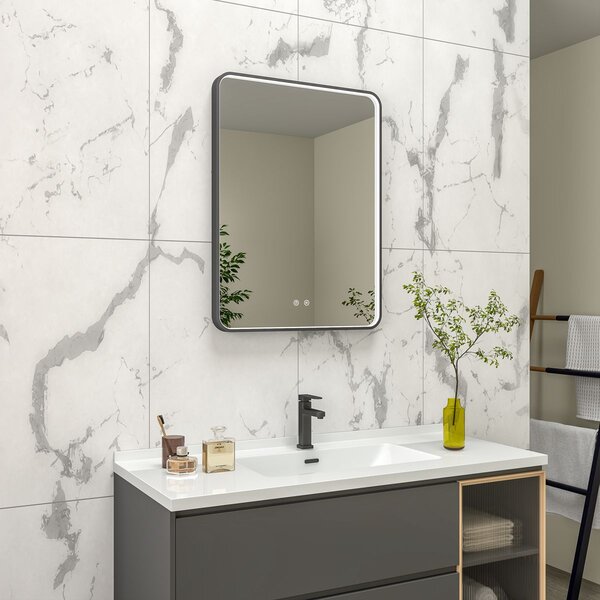 EBS Deira Zrcadlo hranaté 60x80 cm, kartáčovaná černá DEIRAZ6080LEDSBBK