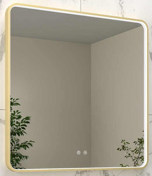 EBS Deira Zrcadlo hranaté 80x80 cm, kartáčovaná zlatá DEIRAZ8080LEDSMGK