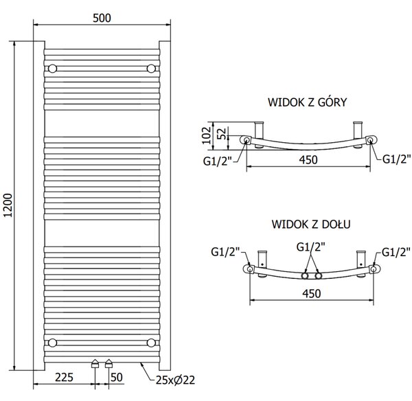 Mexen Ares, topné těleso 1200 x 500 mm, 420 W, chromová, W102-1200-500-00-01