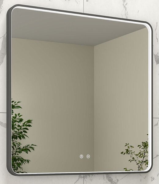 EBS Deira Zrcadlo hranaté 80x80 cm, kartáčovaná černá DEIRAZ8080LEDSBBK