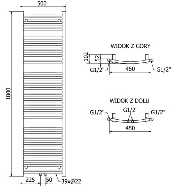 Mexen Ares, topné těleso 1800 x 500 mm, 820 W, černá, W102-1800-500-00-70