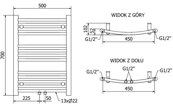 Mexen Ares, topné těleso 700x500 mm, 286 W, bílá, W102-0700-500-00-20