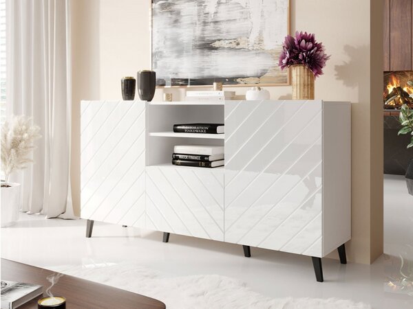 Kombinovaná komoda Zitok, Barva: černý / černý lesk 5903211066498