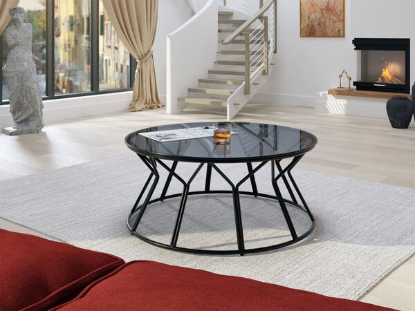 Konferenční stolek Lezonit, Barva: šedé sklo / šedé sklo + černý metal Mirjan24 5903211077074