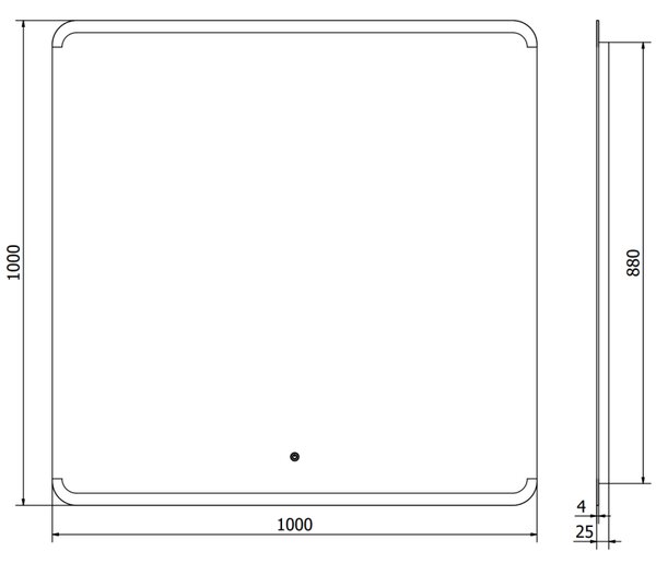 Mexen Nida, LED koupelnové zrcadlo s podsvícením 100x100 cm, 6000K, ochrana proti zamlžování, 9806-100-100-611-00