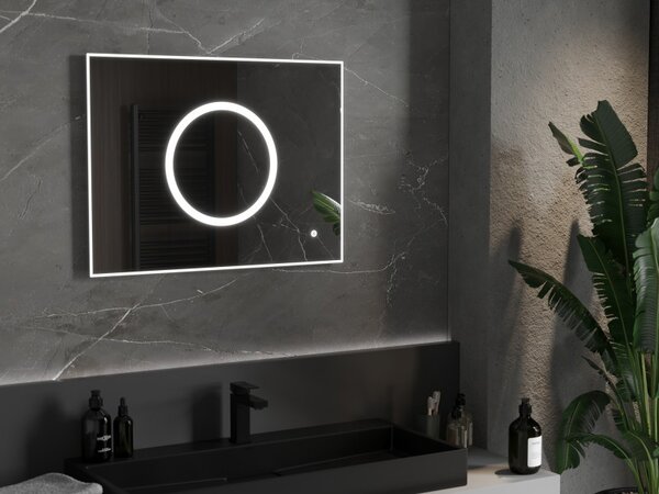 Mexen Koga, LED koupelnové zrcadlo s podsvícením 80 x 60 cm, 6000K, ochrana proti zamlžování, 9821-080-060-611-00