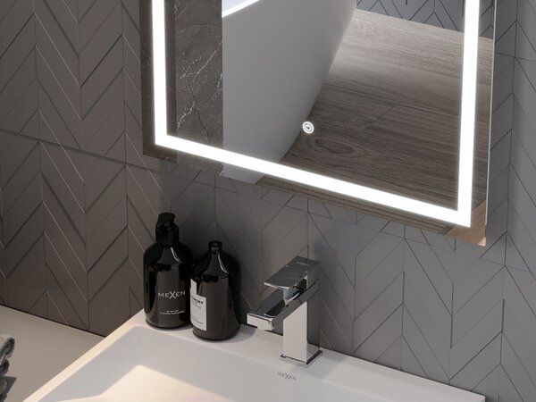 Mexen Miko, LED koupelnové zrcadlo s podsvícením 80 x 60 cm, 6000K, ochrana proti zamlžování, 9819-080-060-611-00