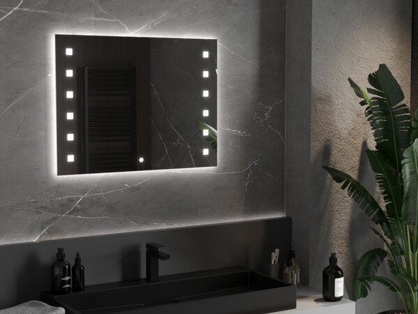 Mexen Ner, LED koupelnové zrcadlo s podsvícením 80x60 cm, 6000K, ochrana proti zamlžování, 9809-080-060-611-00