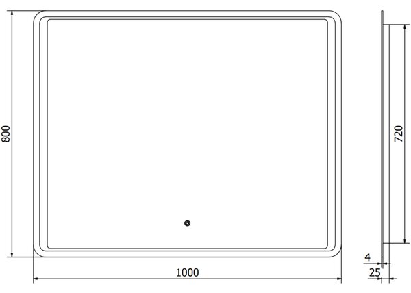 Mexen Zusa, LED koupelnové zrcadlo s podsvícením 100x80 cm, 6000K, ochrana proti zamlžování, 9808-100-080-611-00