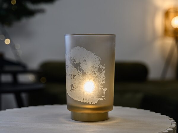 Růžová skleněná LED lampička PINNY, 15 cm