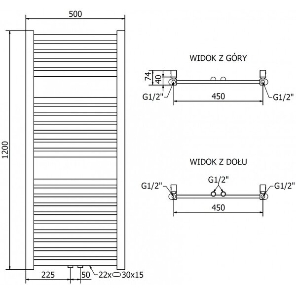 Mexen Hades, topné těleso 1200 x 500 mm, 444 W, zlatá, W104-1200-500-00-50