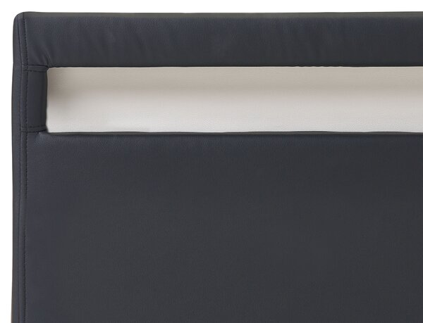 Postel s úložným prostorem a LED osvětlením ARMELLE Umělá kůže Černá 160 x 200 cm