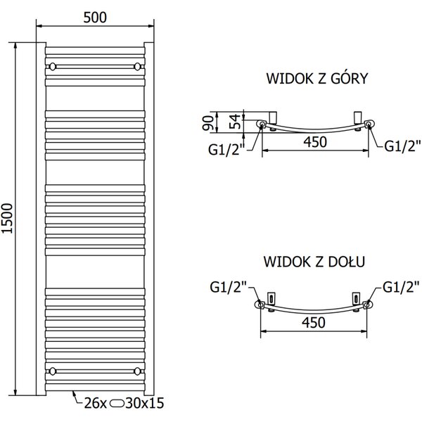 Mexen Helios, topné těleso 1500 x 500 mm, 680 W, bílá, W103-1500-500-00-20