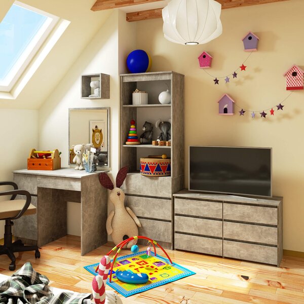 Ak furniture Komoda CL 100 cm 6 zásuvek beton