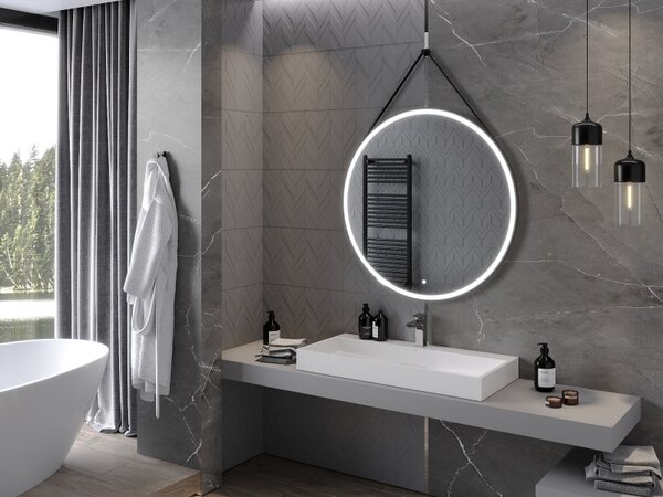 Mexen Reni, LED koupelnové zrcadlo s podsvícením 100x100 cm, 6000K, černý rám, ochrana proti zamlžování, 9812-100-100-611-70