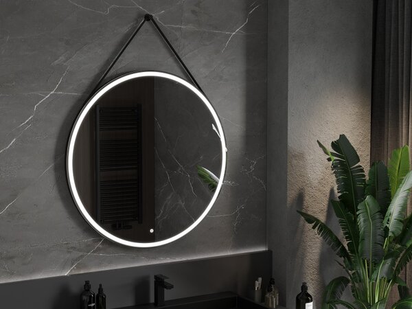 Mexen Reni, LED koupelnové zrcadlo s podsvícením 100x100 cm, 6000K, černý rám, ochrana proti zamlžování, 9812-100-100-611-70