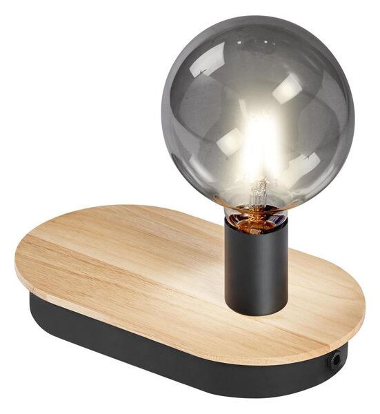 Ledvance - Dotyková stolní lampa s USB konektorem DECOR WOOD 1xE27/8W/230V