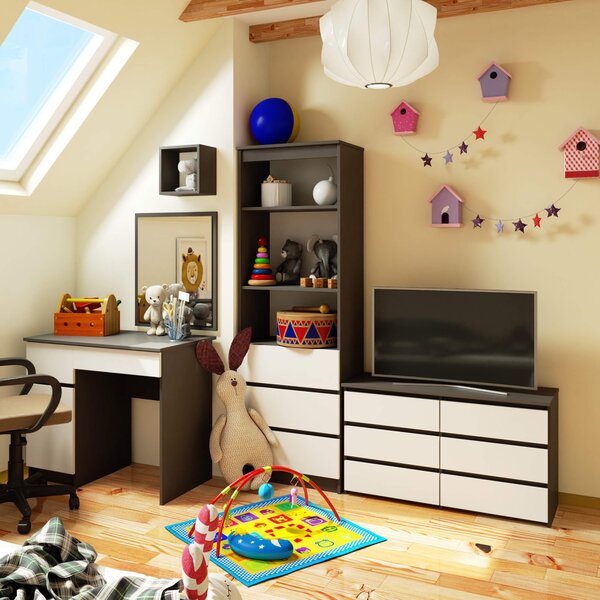 Ak furniture Komoda CL6 100 cm grafitově šedá/bílá