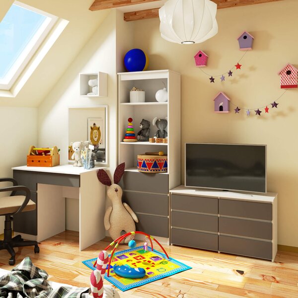 Ak furniture Komoda CL6 100 cm bílá/grafitově šedá