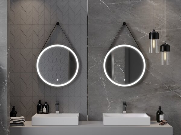 Mexen Reni, LED koupelnové zrcadlo s podsvícením 60x60 cm, 6000K, černý rám, ochrana proti zamlžování, 9812-060-060-611-70
