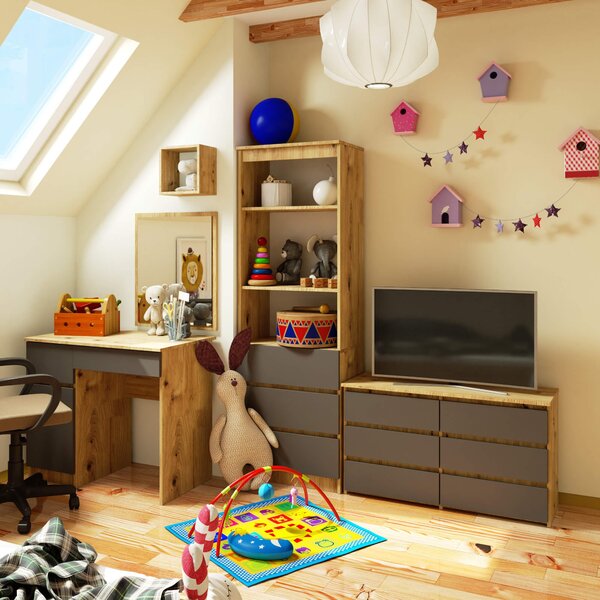 Ak furniture Komoda CL6 100 cm dub artisan/grafitově šedá