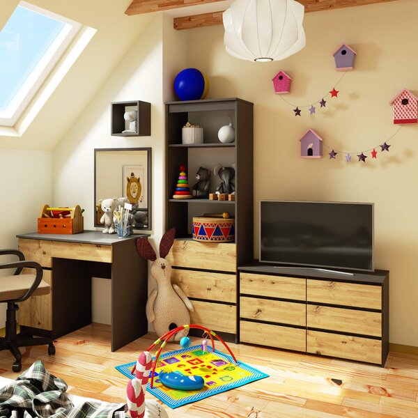 Ak furniture Komoda CL6 100 cm grafitově šedá/dub artisan