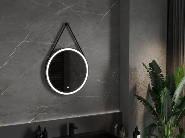 Mexen Reni, LED koupelnové zrcadlo s podsvícením 60x60 cm, 6000K, černý rám, ochrana proti zamlžování, 9812-060-060-611-70