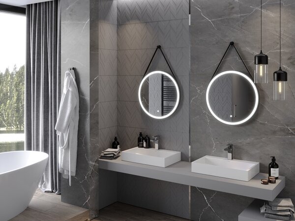 Mexen Reni, LED koupelnové zrcadlo s podsvícením 60x60 cm, 6000K, černý rám, ochrana proti zamlžování, 9812-060-060-611-70