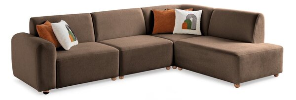 Rohová sedačka Slota (hnědá) (P). Akce -25%