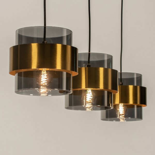 Závěsné svítidlo nad jídelní stůl Retro 70er Trio Line Black and Gold (LMD)