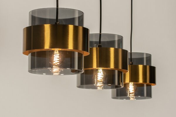 Závěsné svítidlo nad jídelní stůl Retro 70er Trio Line Black and Gold (LMD)